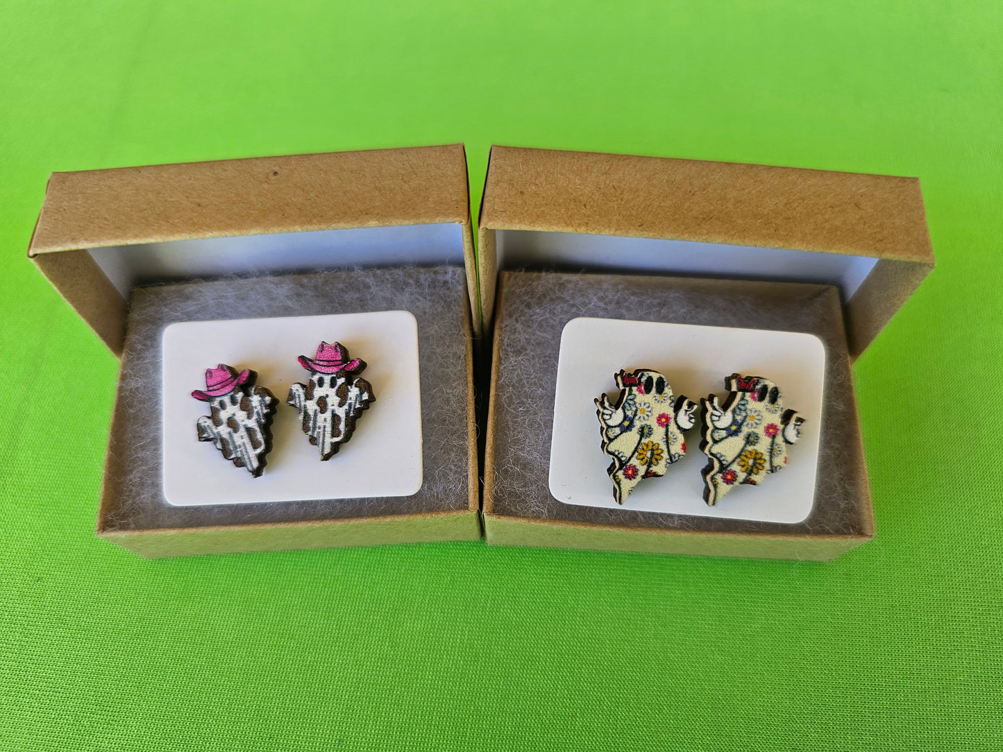 Peaceful Ghost Wooden Earrings