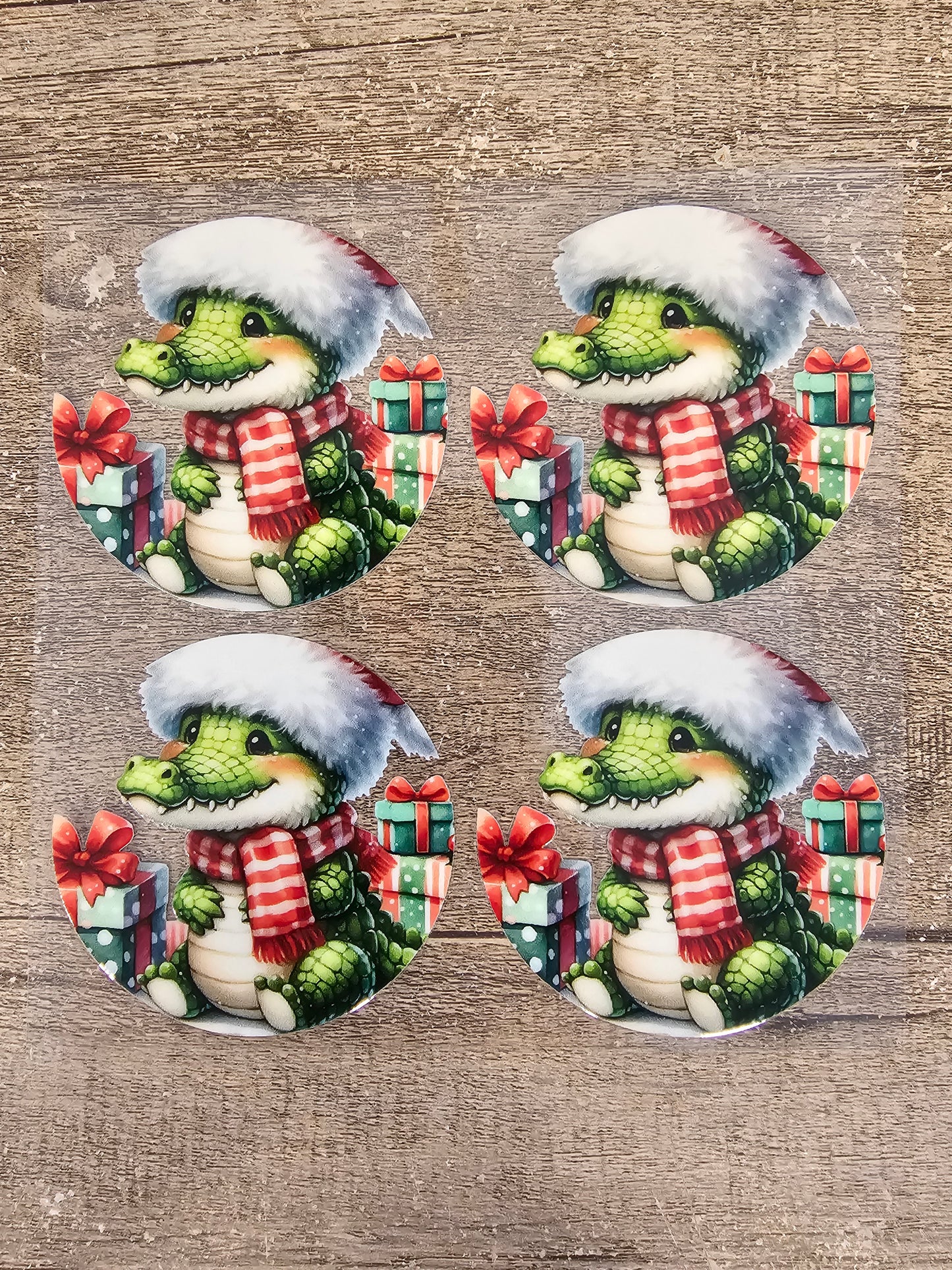 Alligator Christmas Round Wrap Sheet