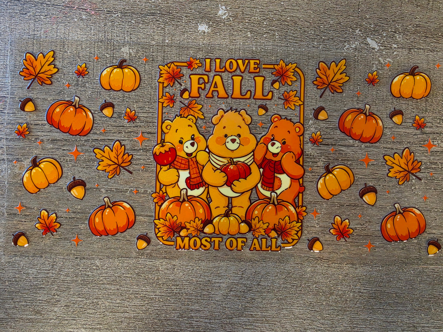 Thanksgiving Fall Bears 16oz Wrap