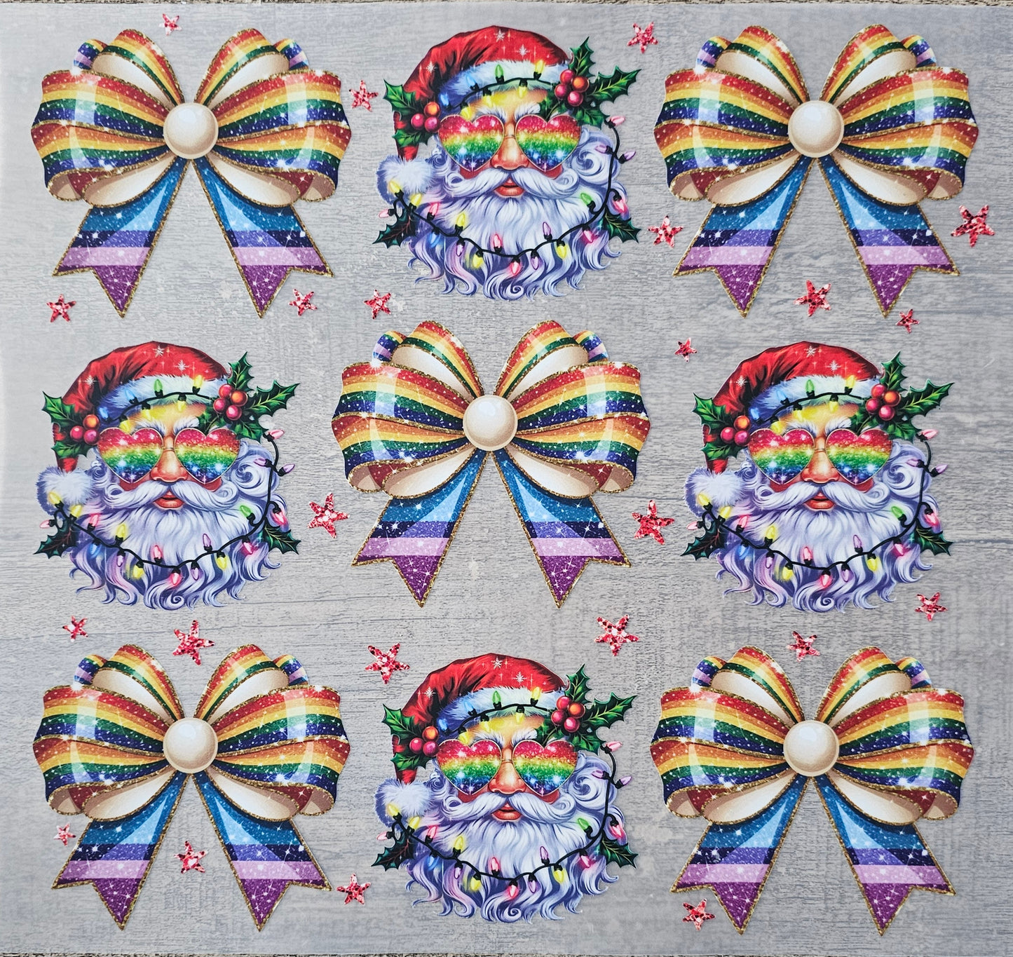 Christmas Santa and Bows DTF