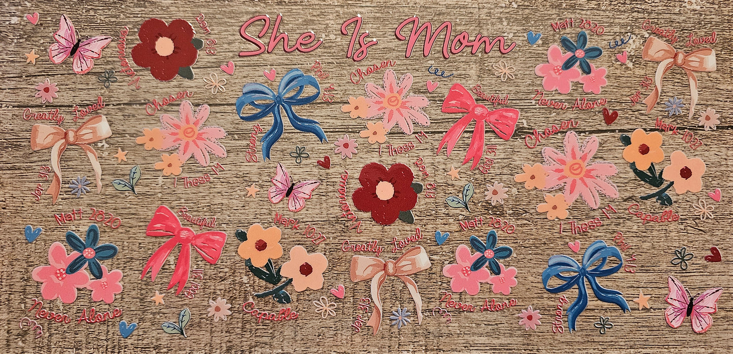 Mom Bows Flowers 16oz Wrap