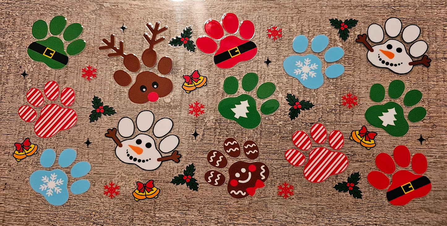 Christmas Paw Print 16oz Wrap