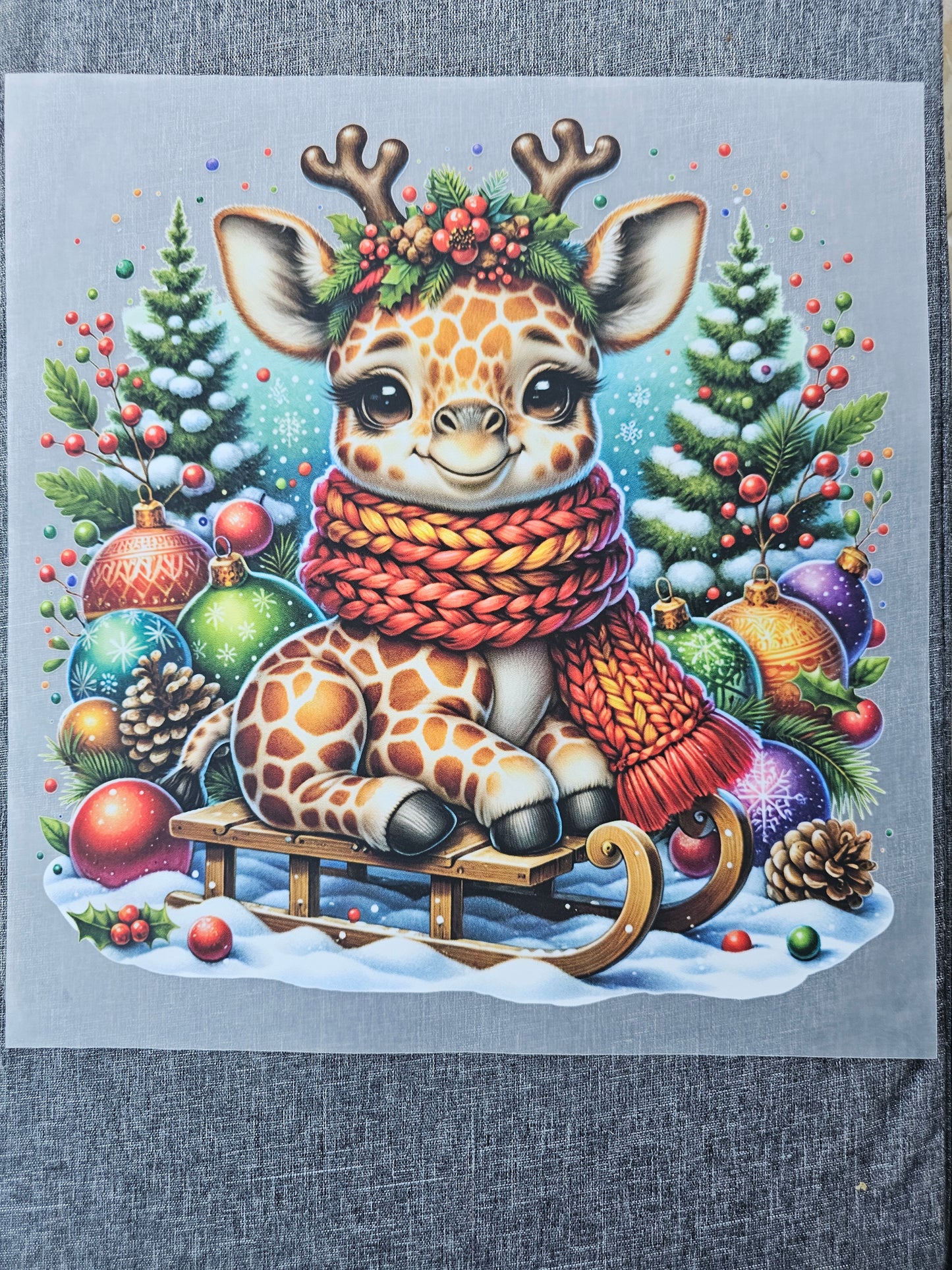 Christmas Giraffe DTF