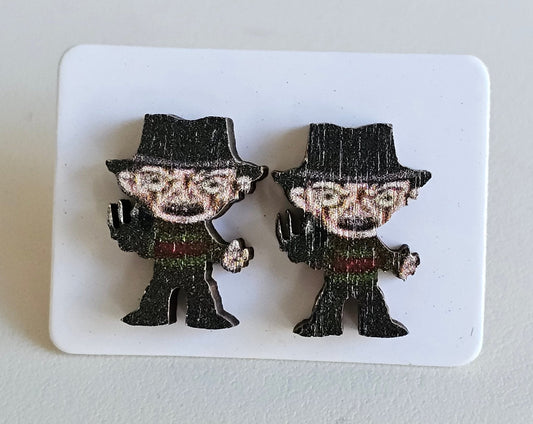 Freddy Kreuger Wooden Earrings