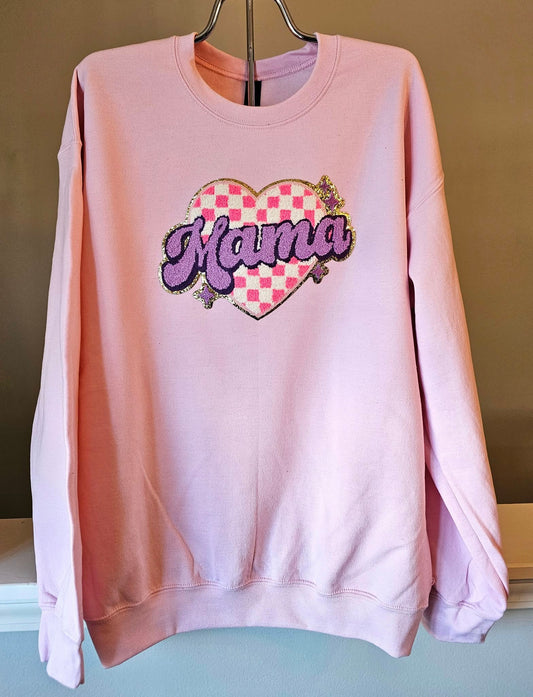 Mama Pink and Purple Crewneck Sweater
