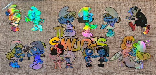 Blue Cartoon Holographic 16oz Wrap