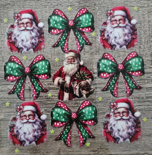 Santa's and Bows 4in Decal
