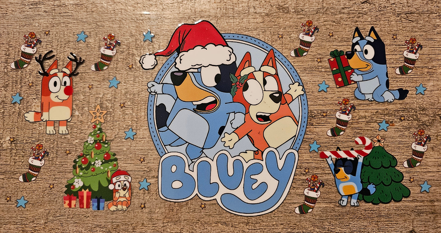 Christmas Blue Dog 16oz Wrap
