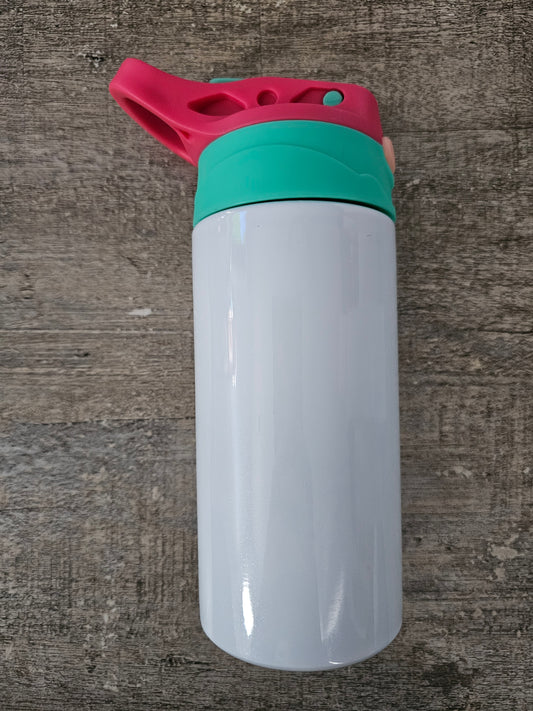 Teal and Hot Pink Kids Sublimation Tumbler, 12oz, Blank