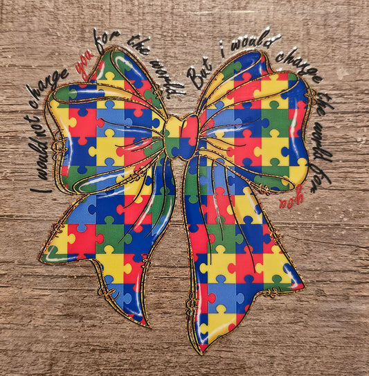 Autism Bow 4in Decal