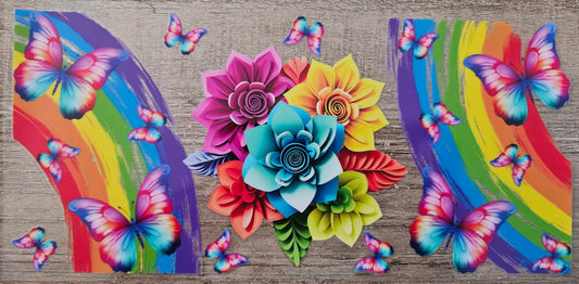 Rainbow Flowers 16oz Wrap