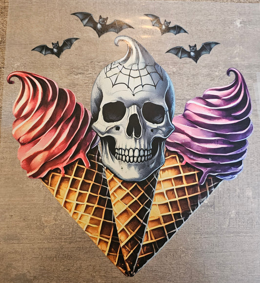 Halloween Icecream Cone Skull DTF