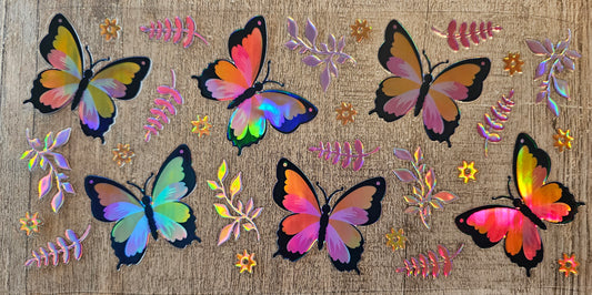 Holographic Butterflies 16oz Wrap