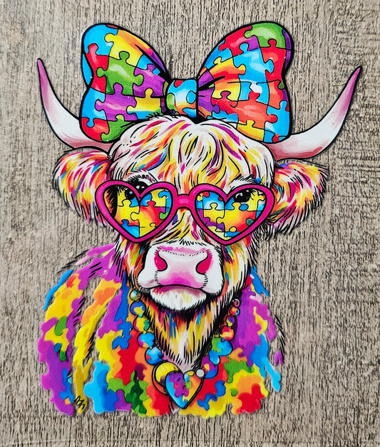 Autism Cow 4in Decal