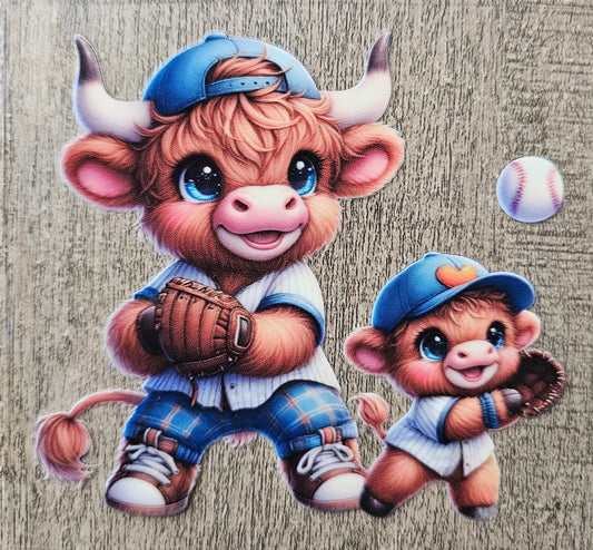 Cow Baseball 4in Decal