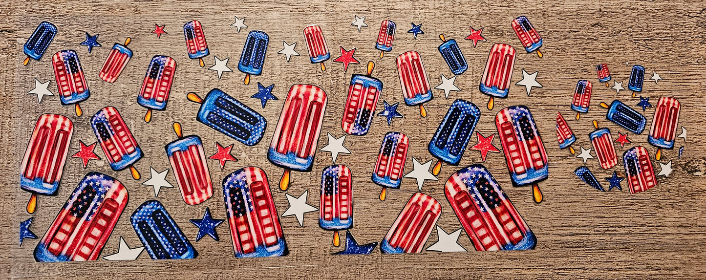 4th of July Popsicle 16oz Wrap with Lid Design