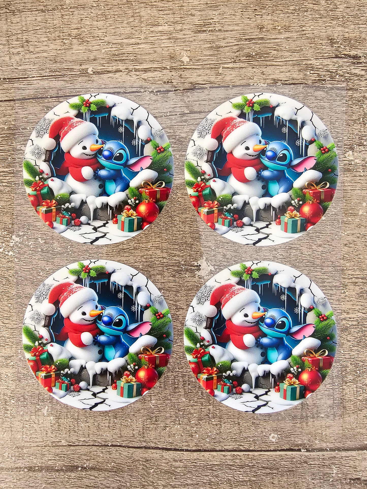 Blue Alien and Snowman Round Wrap Sheet