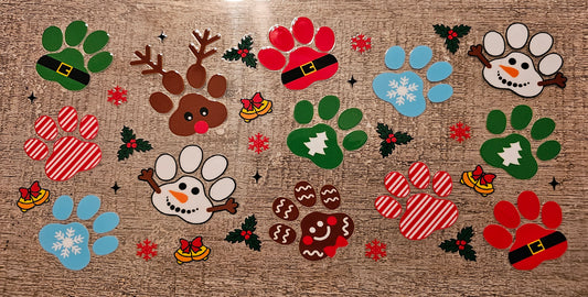 Christmas Paw Print 16oz Wrap
