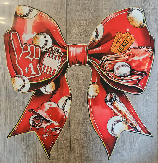 Red Baseball Bow DTF