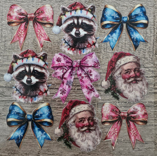 Raccoon and Santa 4in Decal