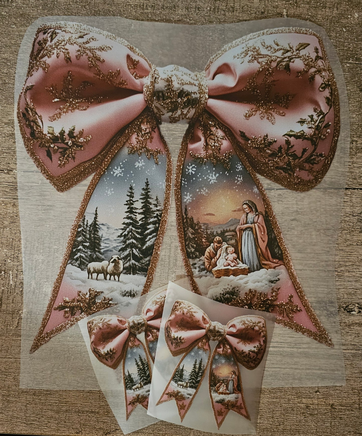 Christmas Bow DTF with 2 Sleeve Designs
