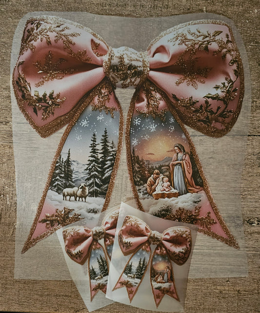 Christmas Bow DTF with 2 Sleeve Designs