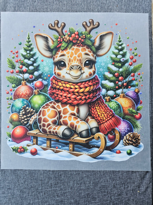 Christmas Giraffe DTF